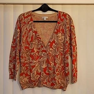 Dressy red & tan knit sweater